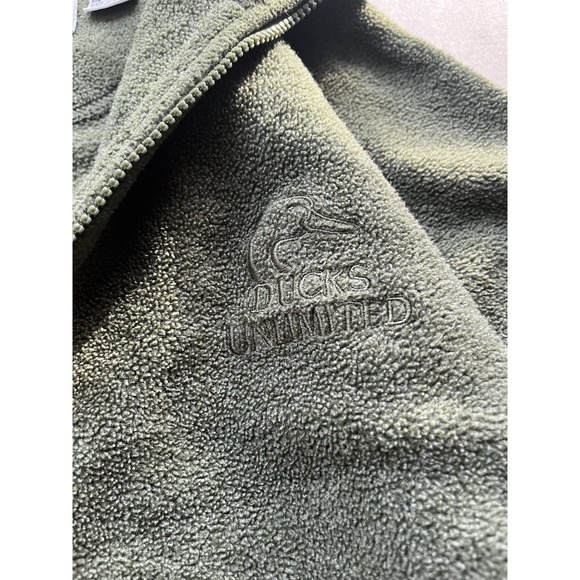 Ducks Unlimited Mens Quarter Zip Pullover Sweatshirt Olive Green L - Picture 2 of 7